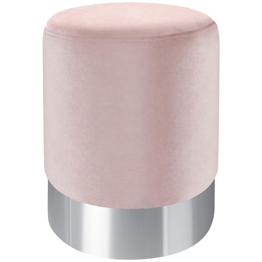 Xora Hocker Rosa Chrom Metall Textil rund 35x42x35 cm Stoffauswahl Wohnzimmer