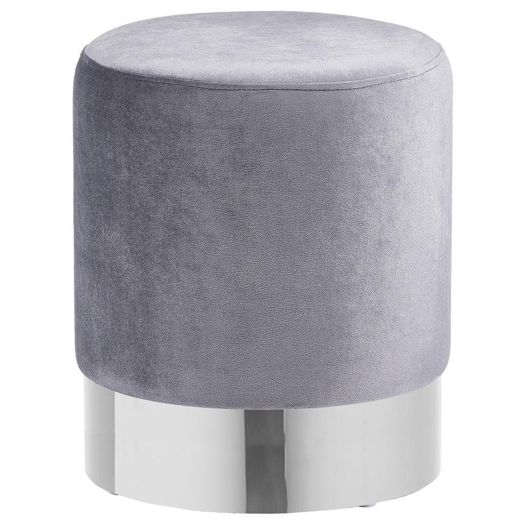 Xora Hocker Grau Chrom Metall Textil Rund