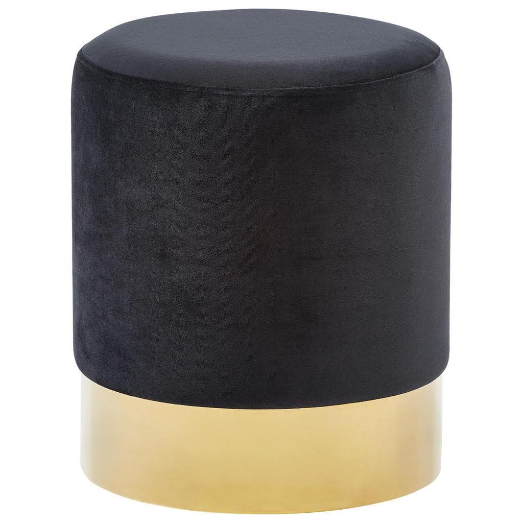 Xora Hocker Schwarz Gold Metall Textil Rund 35x42x35 cm Stoffauswahl Wohnzimmer Hocker Sitzhocker