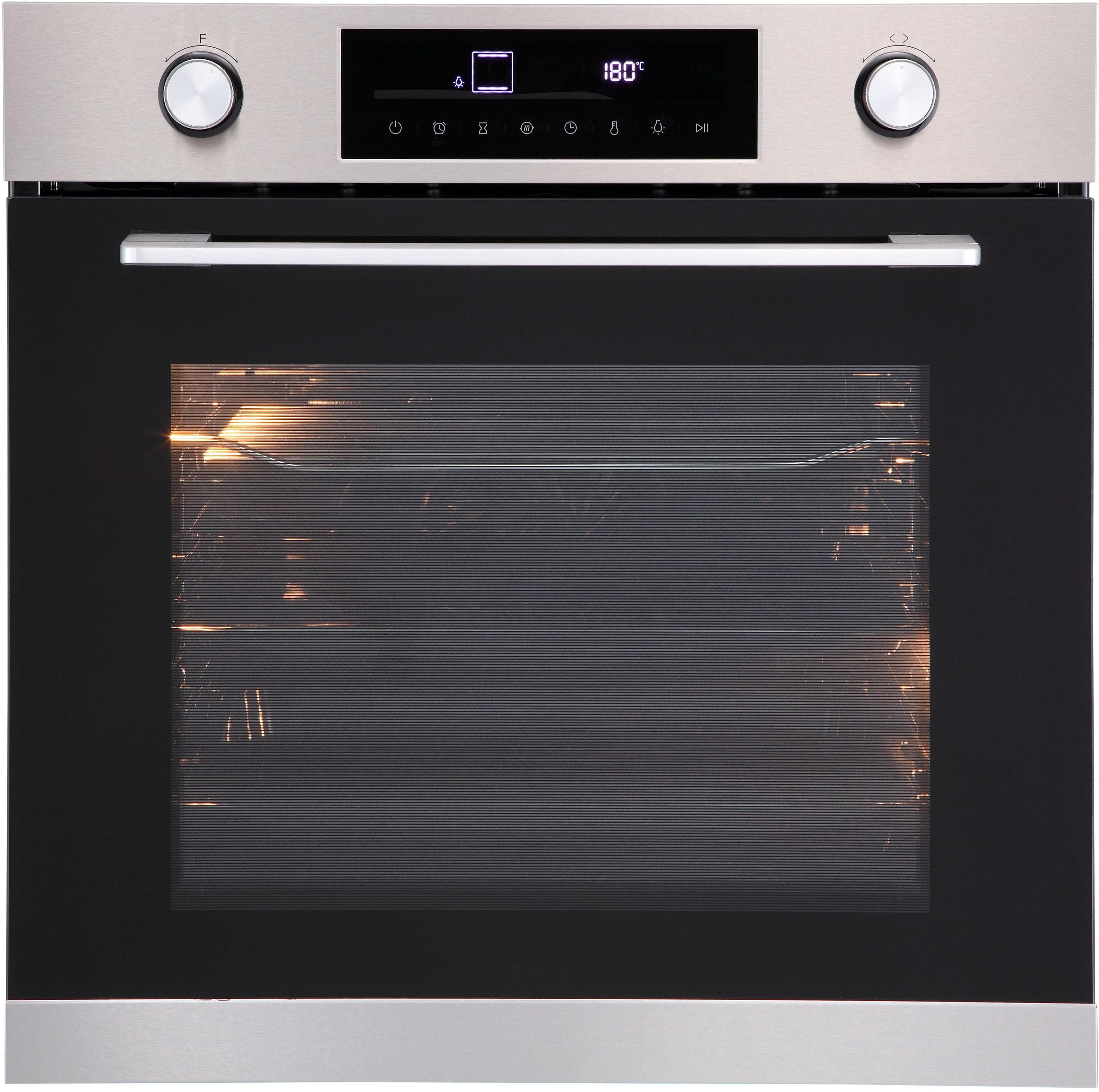 HANSEATIC Einbaubackofen HBO7212A1 Schwarz touchControl