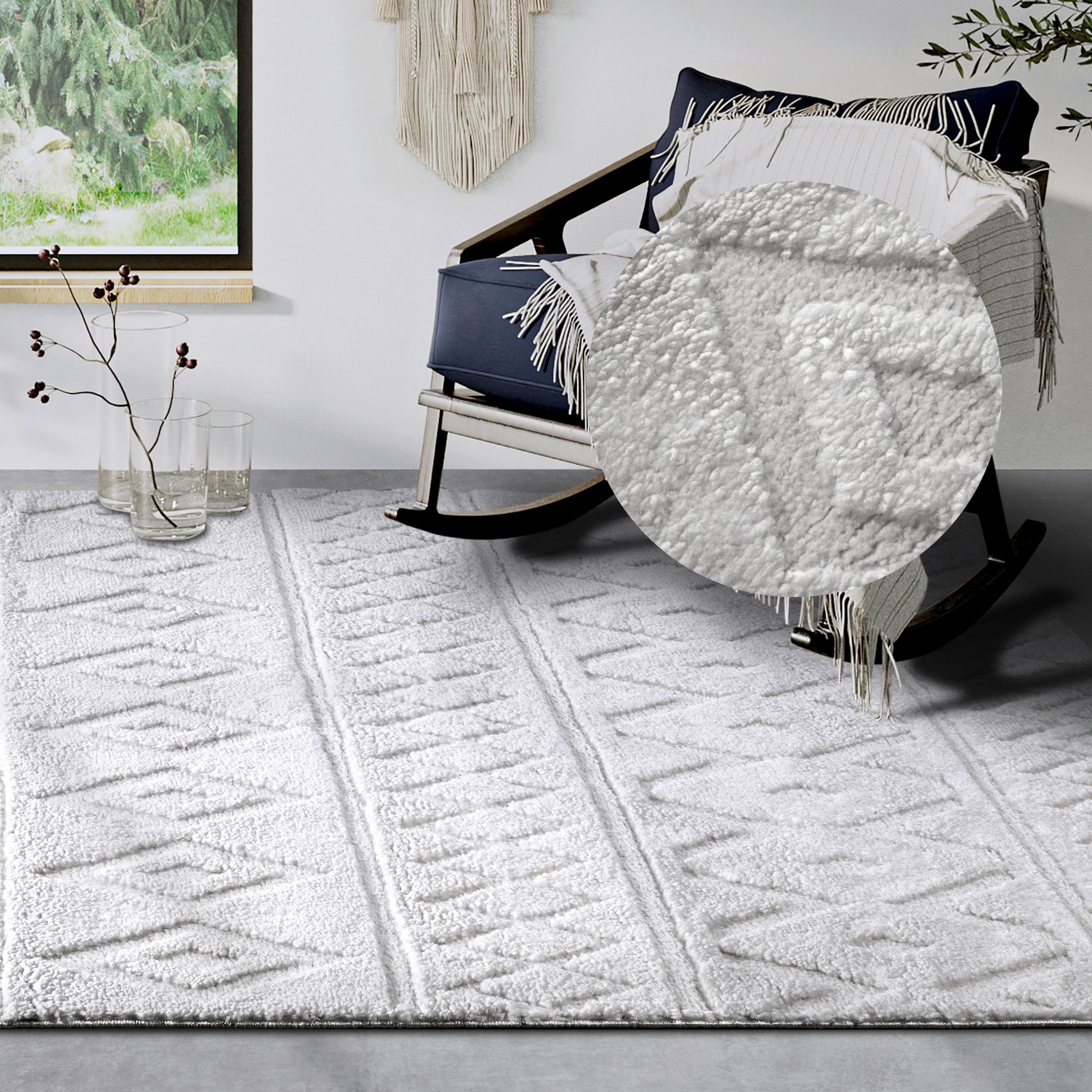 ELLE DECORATION Designteppich Itinerance Hochflor Shaggy Weiß