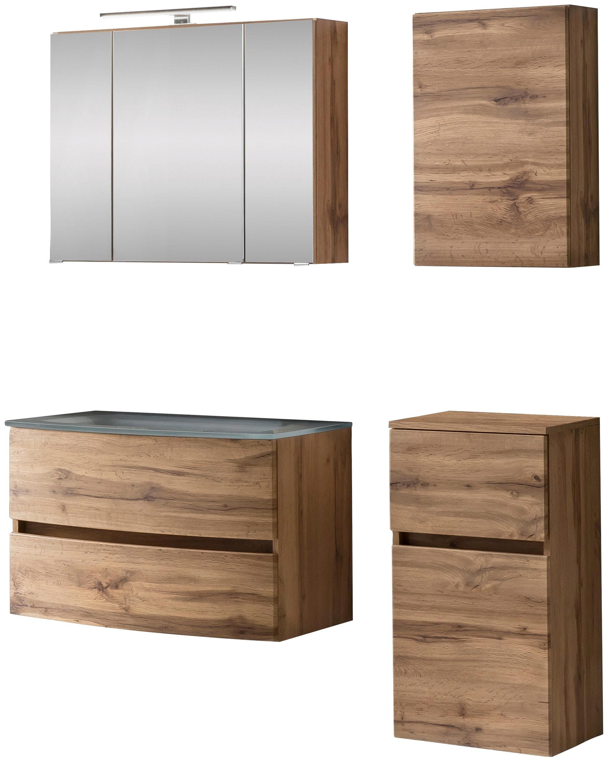 Welltime Badezimmer-Set Kaunas - Soft Close Funktion in Wotaneiche