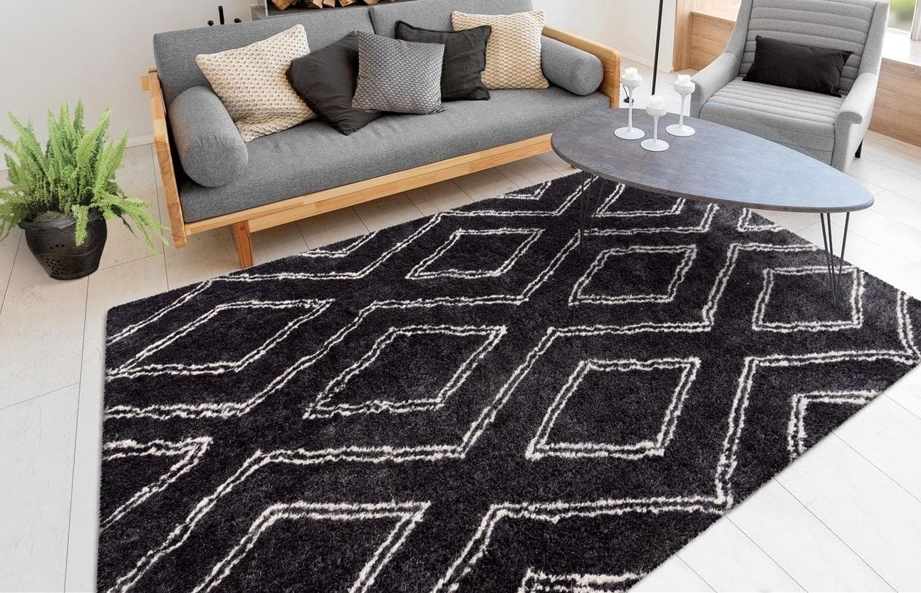 Hochflor-Teppich Jeana Retro Anthrazit