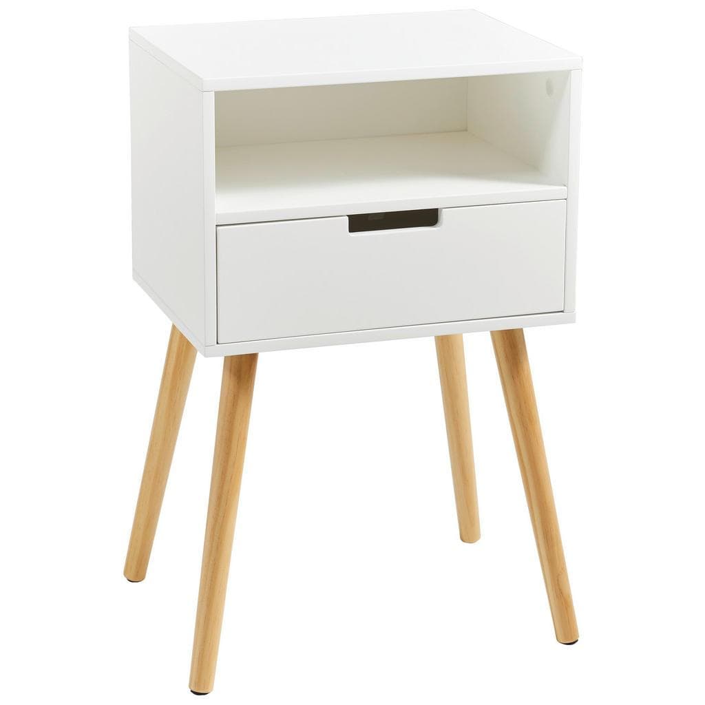 Xora Nachtschrank Kiefer Massiv 1 Schublade Natur Weiß