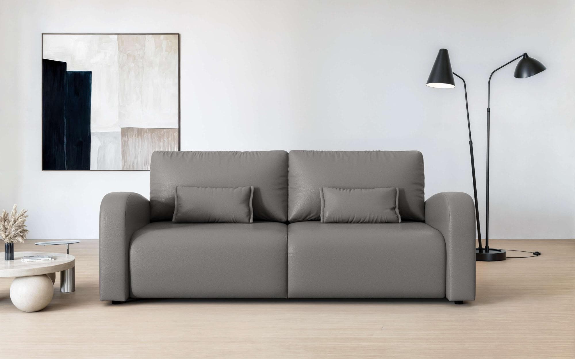 OTTO HOME JIGGS 3-Sitzer Sofa Grau Microfaser Lederoptik