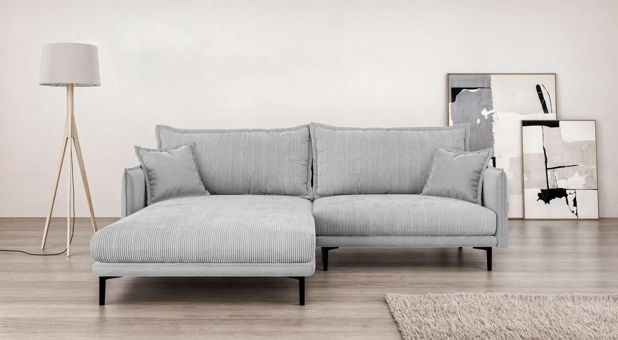 HOME AFFAIRE Alexandria Ecksofa L-Form Hellgrau mit Recamiere
