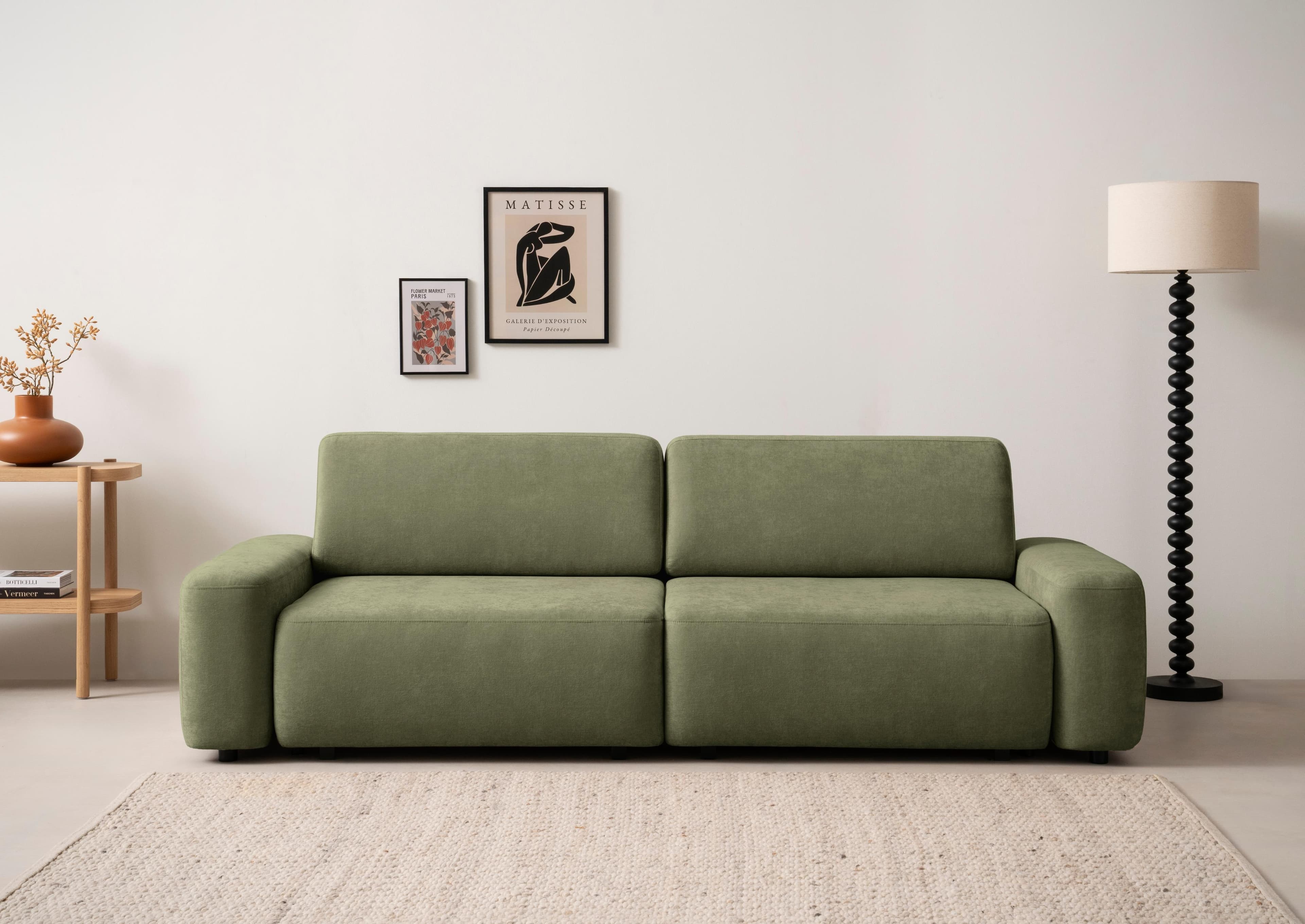 HOME AFFAIRE Torge 3-Sitzer Schlafsofa Khaki Polyester