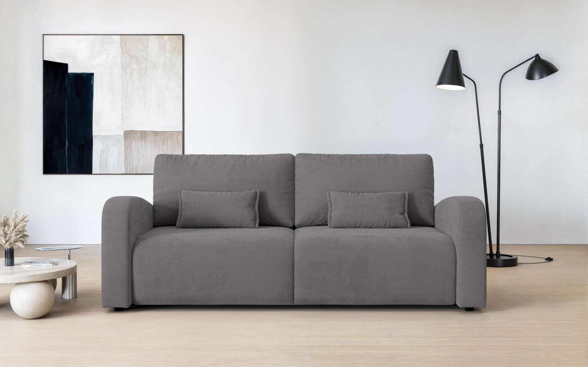 OTTO HOME JIGGS 3-Sitzer Schlafsofa Grau mit Bettkasten