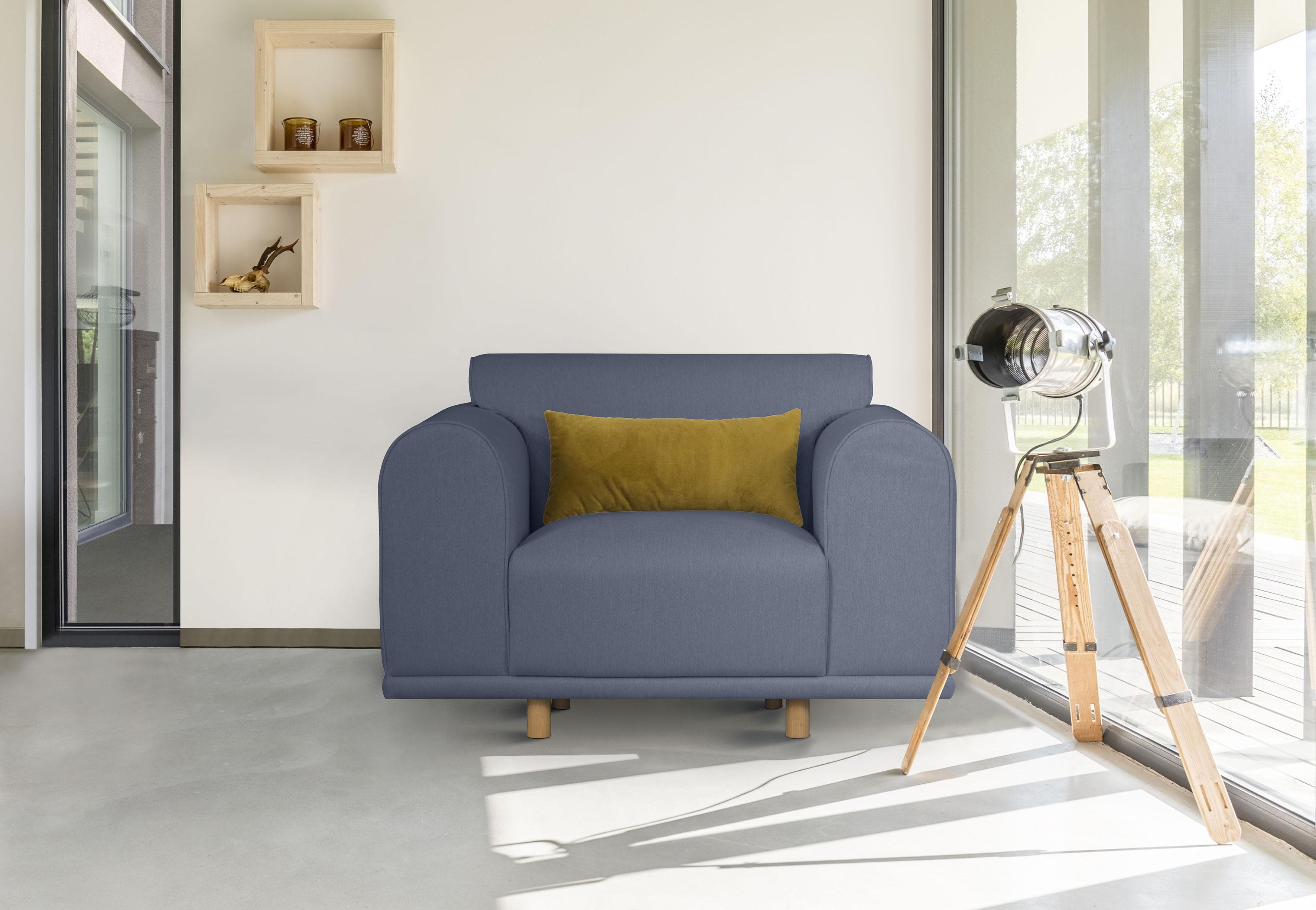 OTTO HOME Maroon Sessel Blau Skandinavisches Design mit Kissen