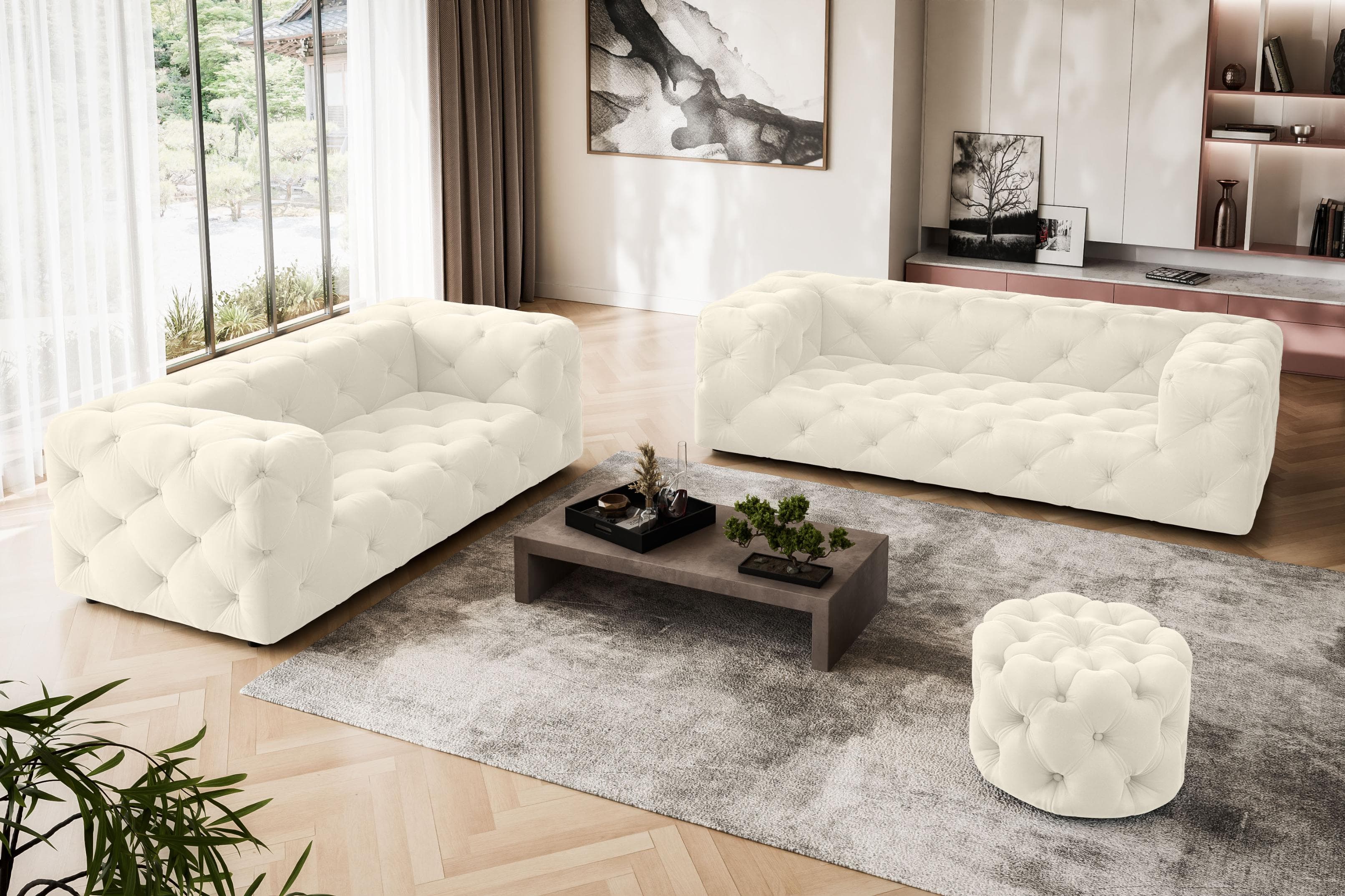 Klassisches Chesterfield Sofa - 3-Sitzer mit Knopfheftung