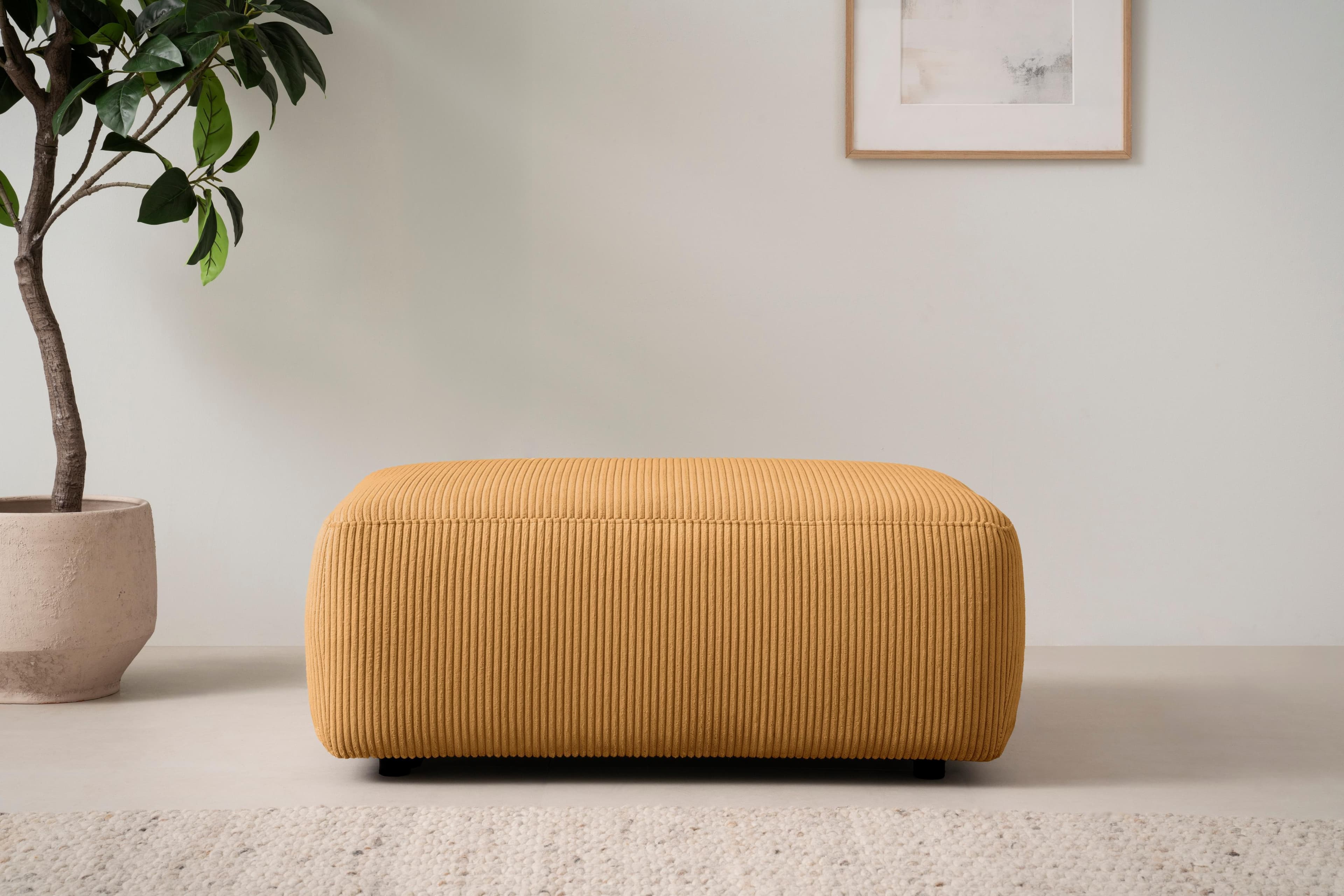 HOME AFFAIRE Polsterhocker Torge Honiggelb Cord