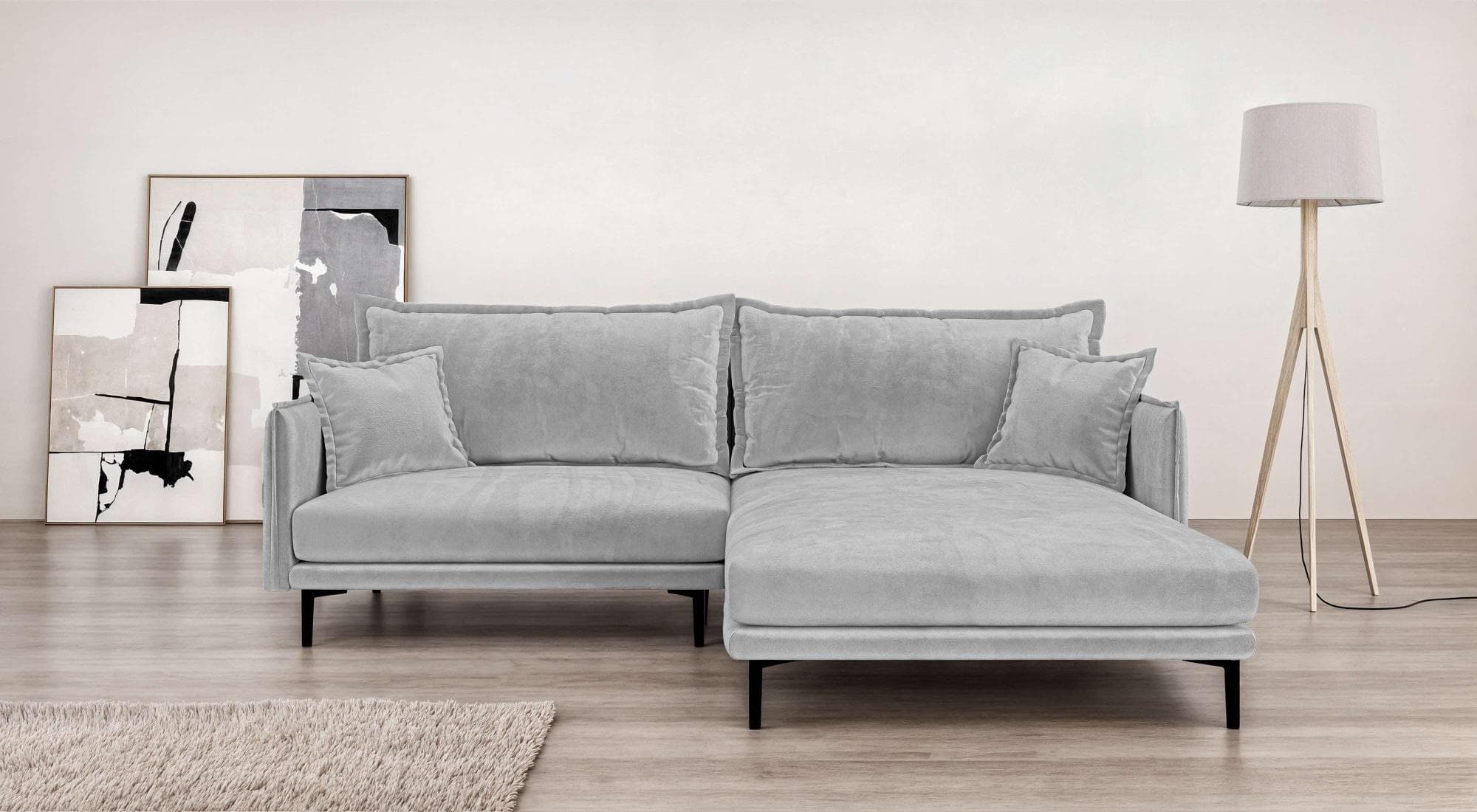 HOME AFFAIRE Alexandria Ecksofa L-Form Silber mit Recamiere