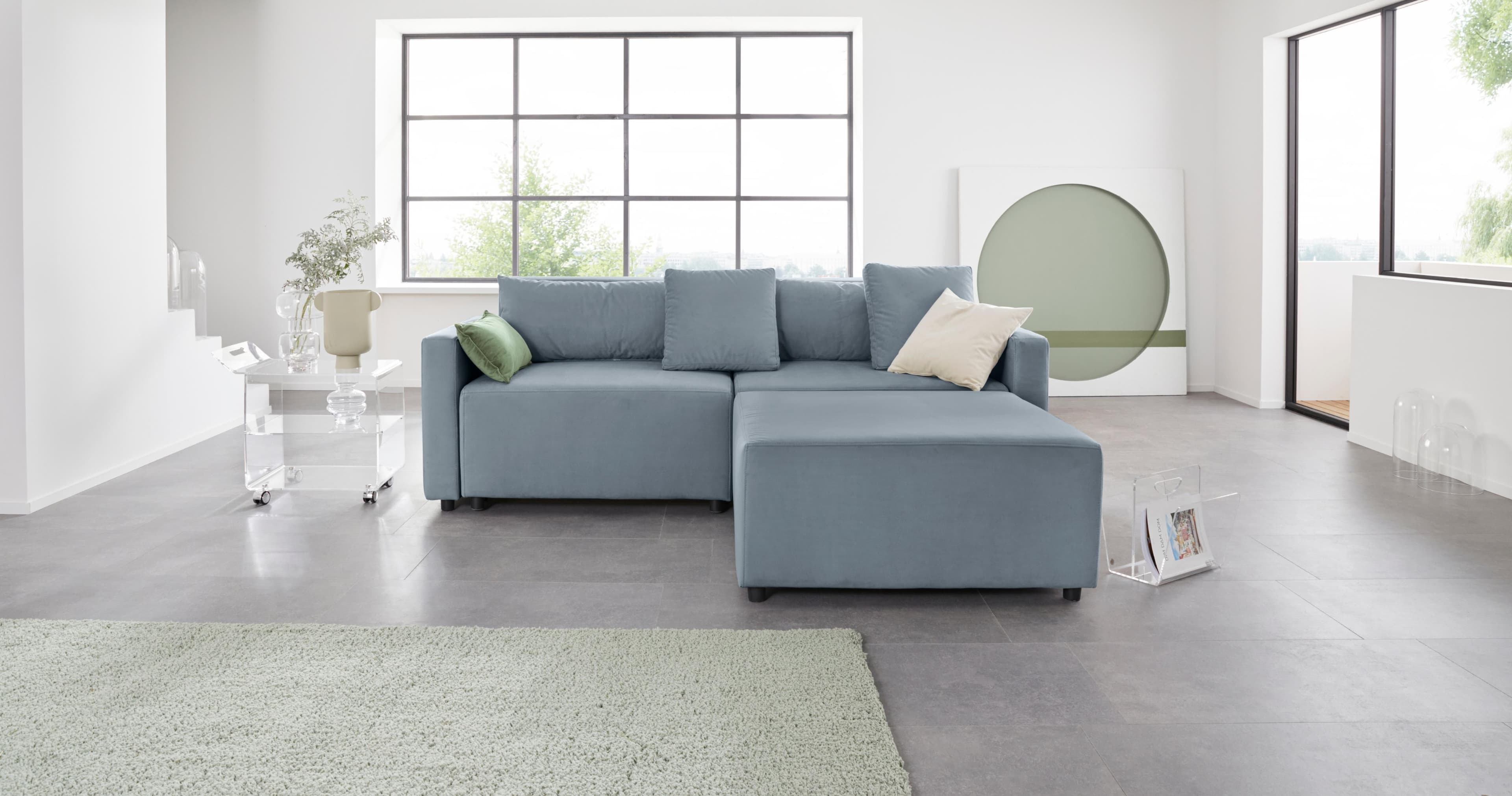 Home Affaire Ecksofa Marva L-Form Hellgrau mit Bettfunktion