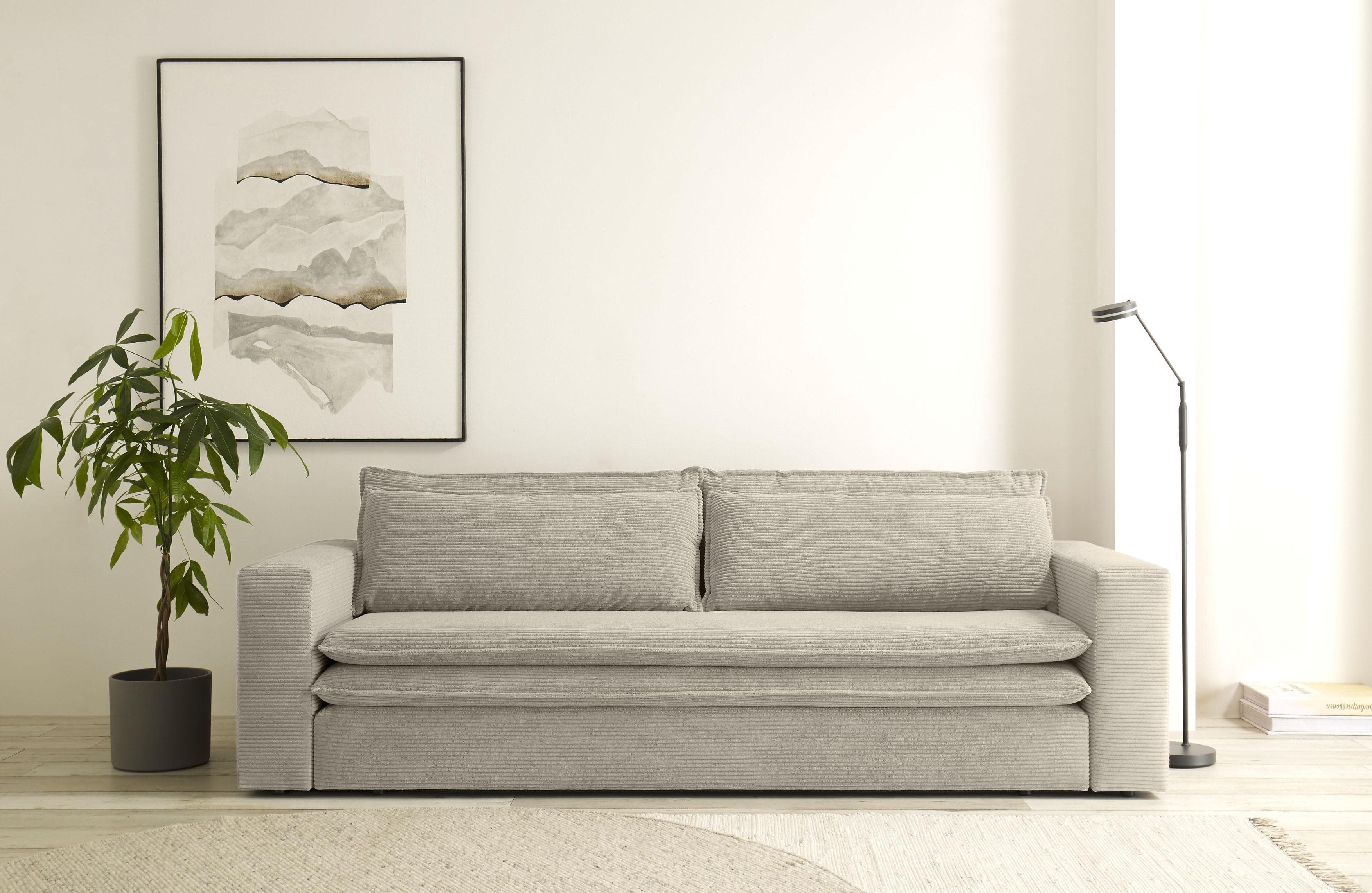 HOME AFFAIRE PIAGGE 3-Sitzer Sofa Beige mit Bettfunktion