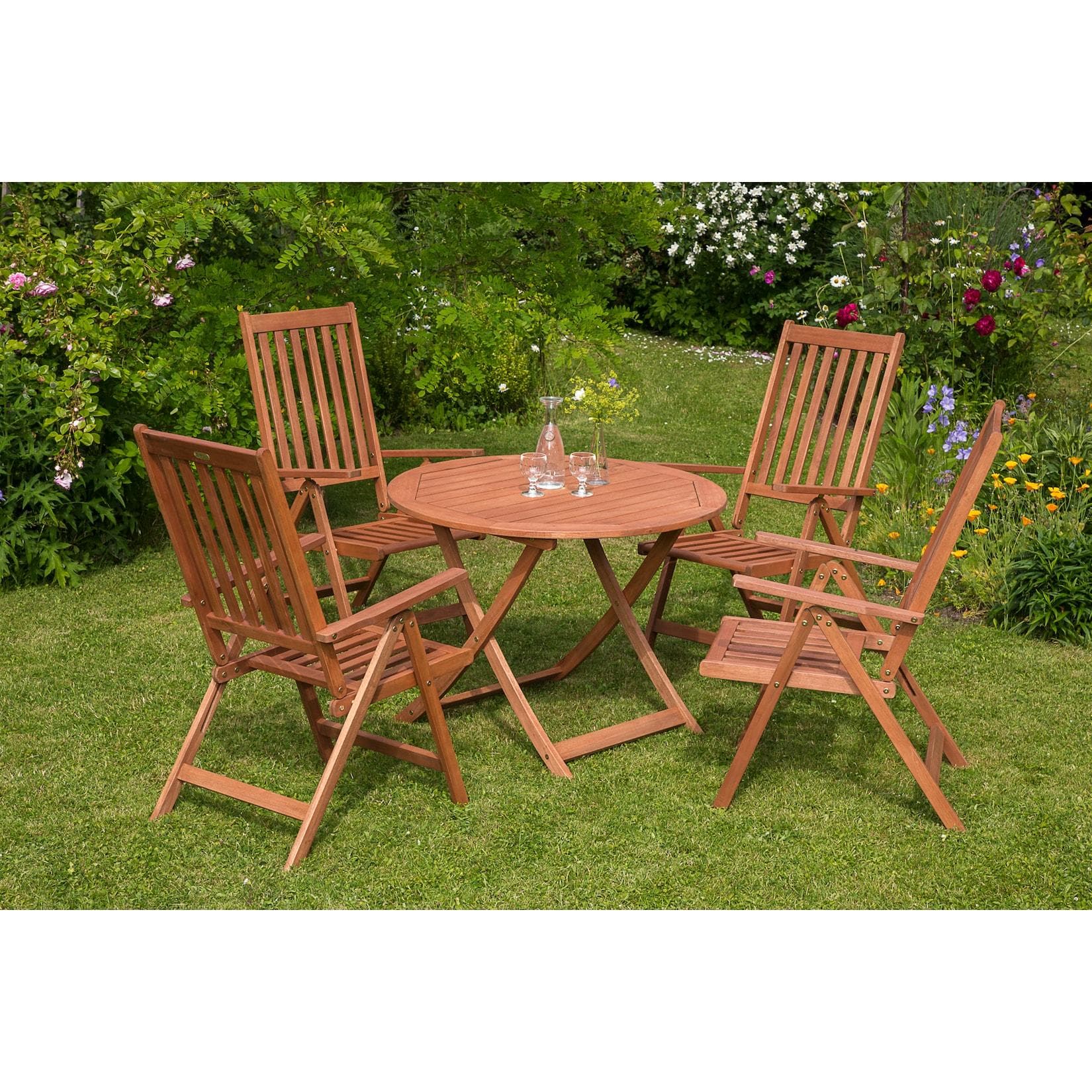 Garten-Essgruppe MERXX Vitoria Beige 4-Sitzer Eukalyptus