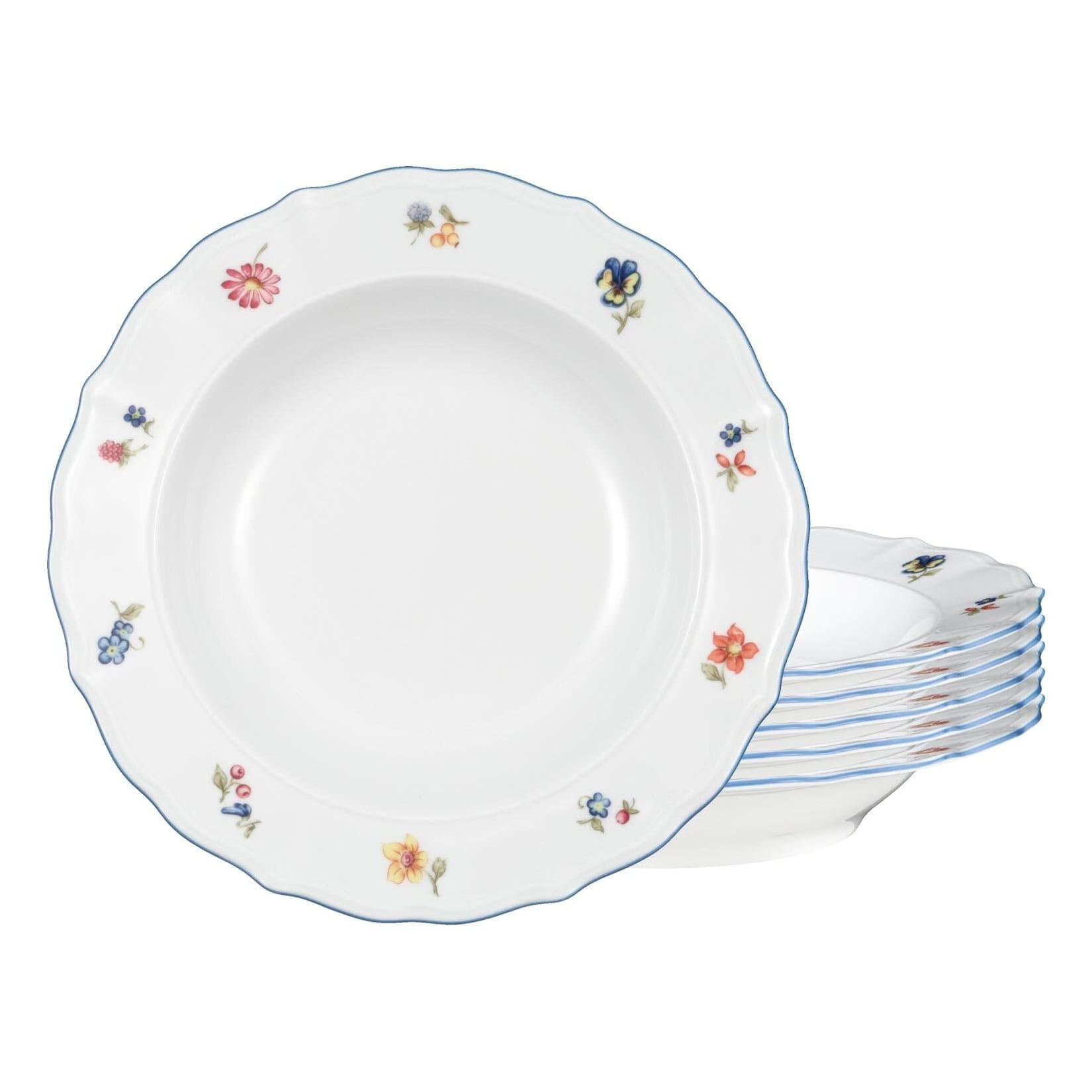 Seltmann Weiden Suppenteller Sonate Nostalgie 6er Set 22,4 cm Blumenmotiv