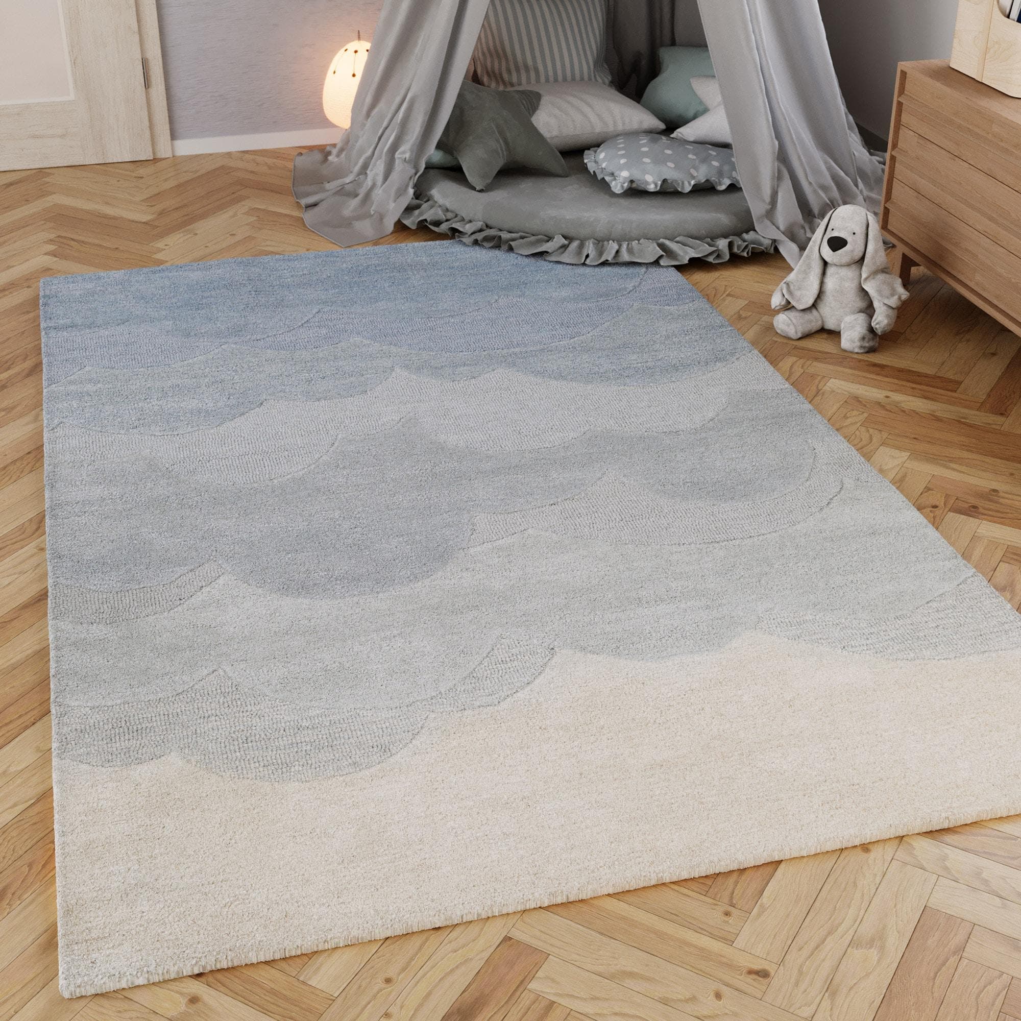 Kinderteppich SMART KIDS Mika Wolken-Motiv Blau