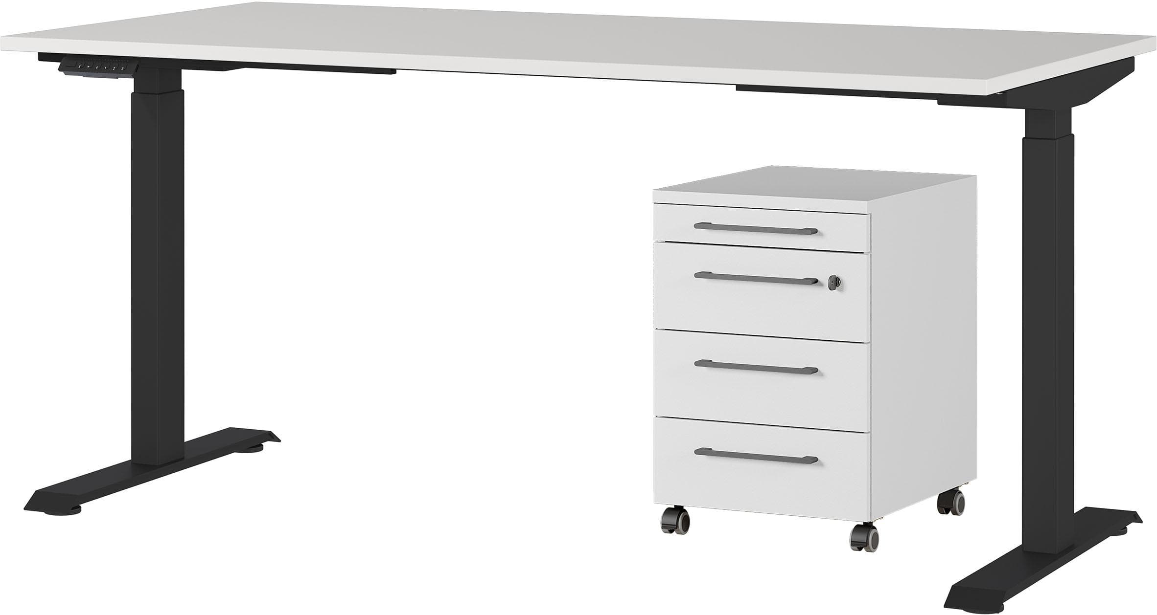 Büromöbel-Set GERMANIA Agenda Höhenverstellbarer Schreibtisch & Rollcontainer
