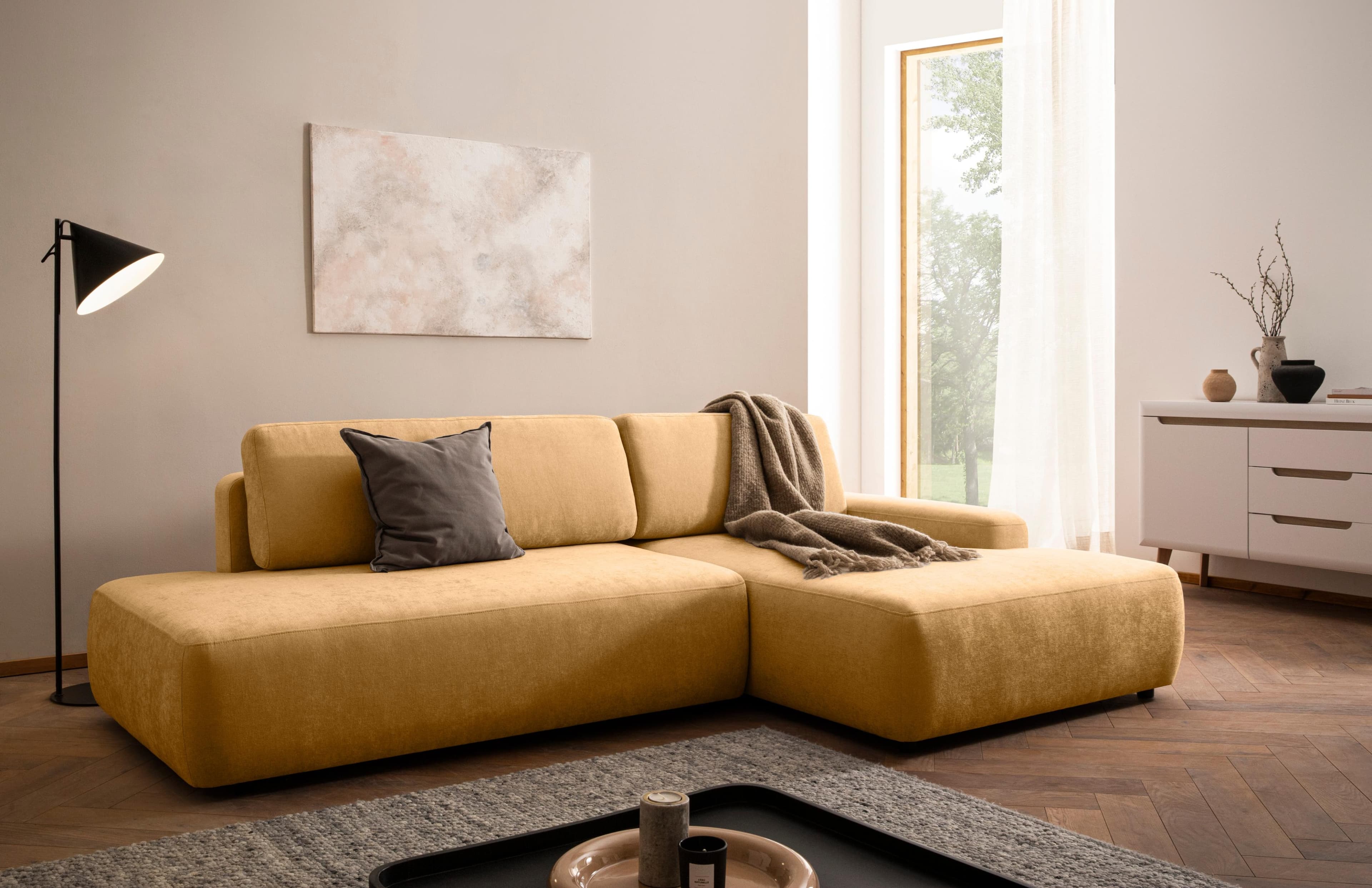 Home Affaire Ecksofa Torge L-Form Honiggelb mit Schlaffunktion