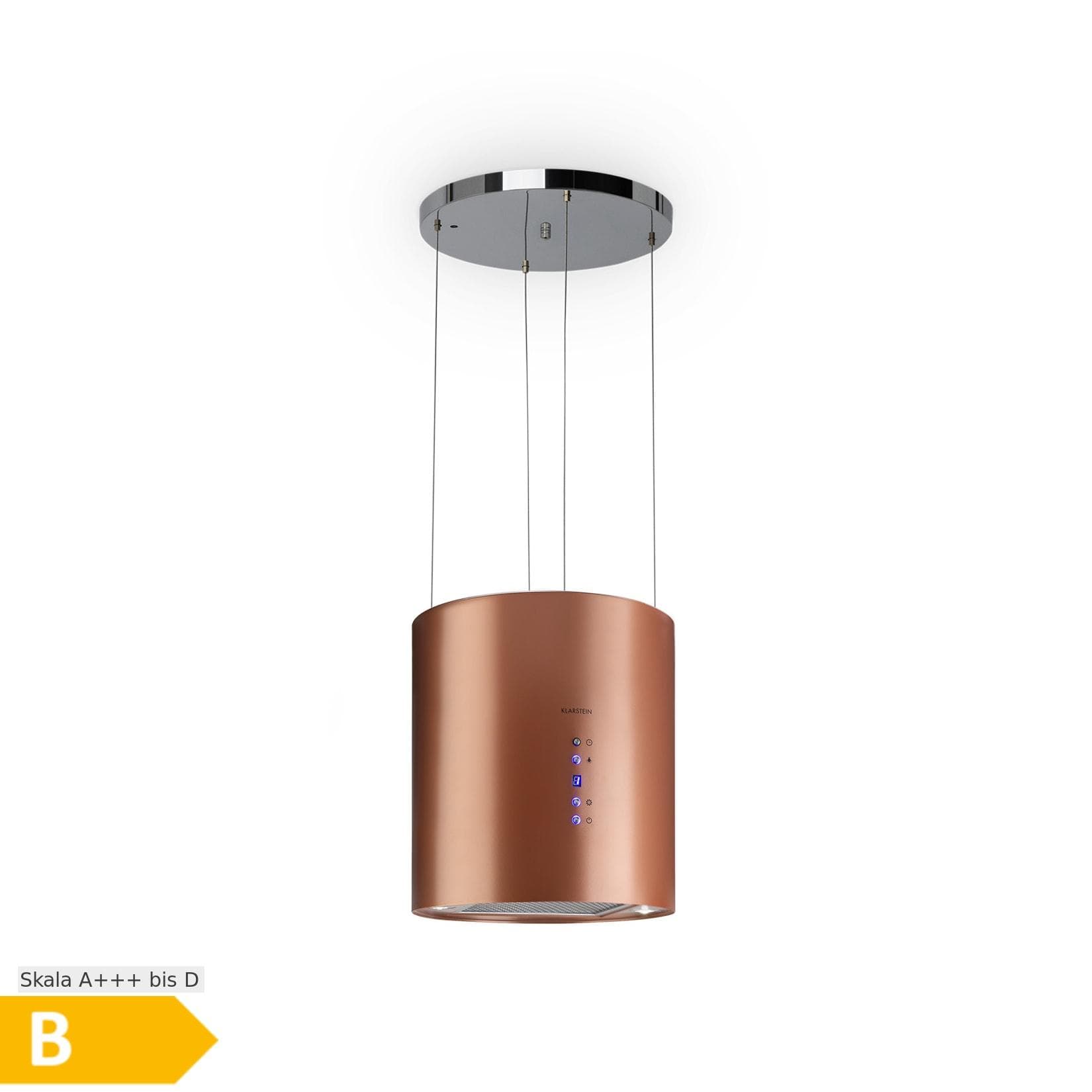 Klarstein Barett Inselabzugshaube Ø35cm Umluft 560 m³/h LED Aktivkohlefilter