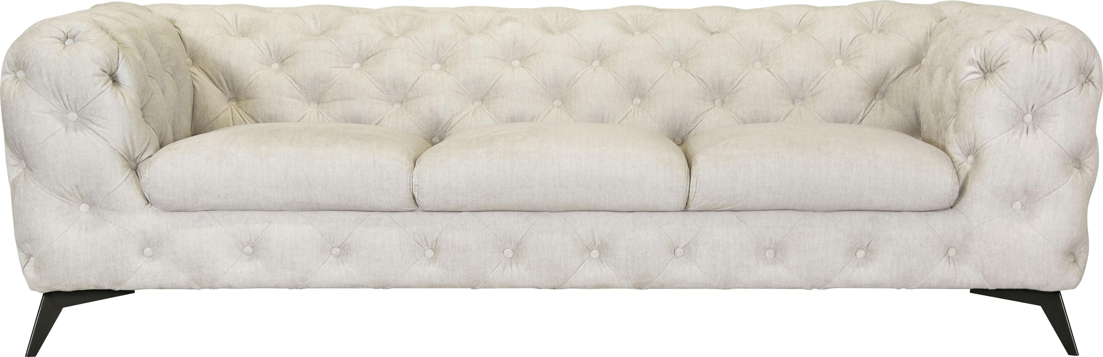 Leonique Chesterfield-Sofa Glynis Beige Samtoptik