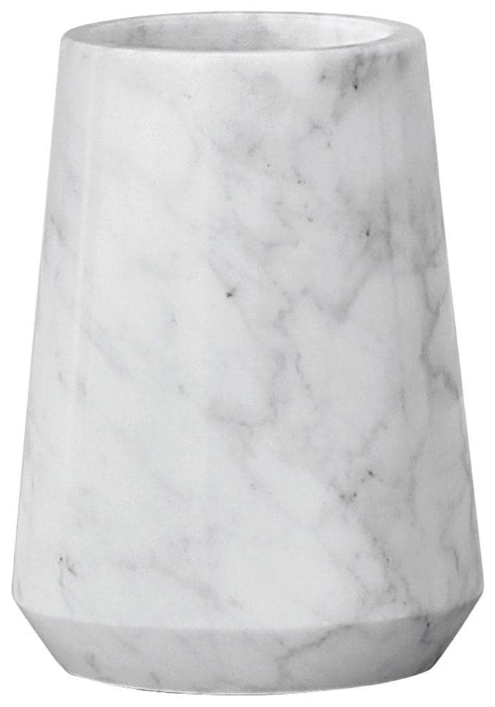 Zahnputzbecher aus Marmor, Edelstahl und Silikon - Marmorserie 'Carrara'