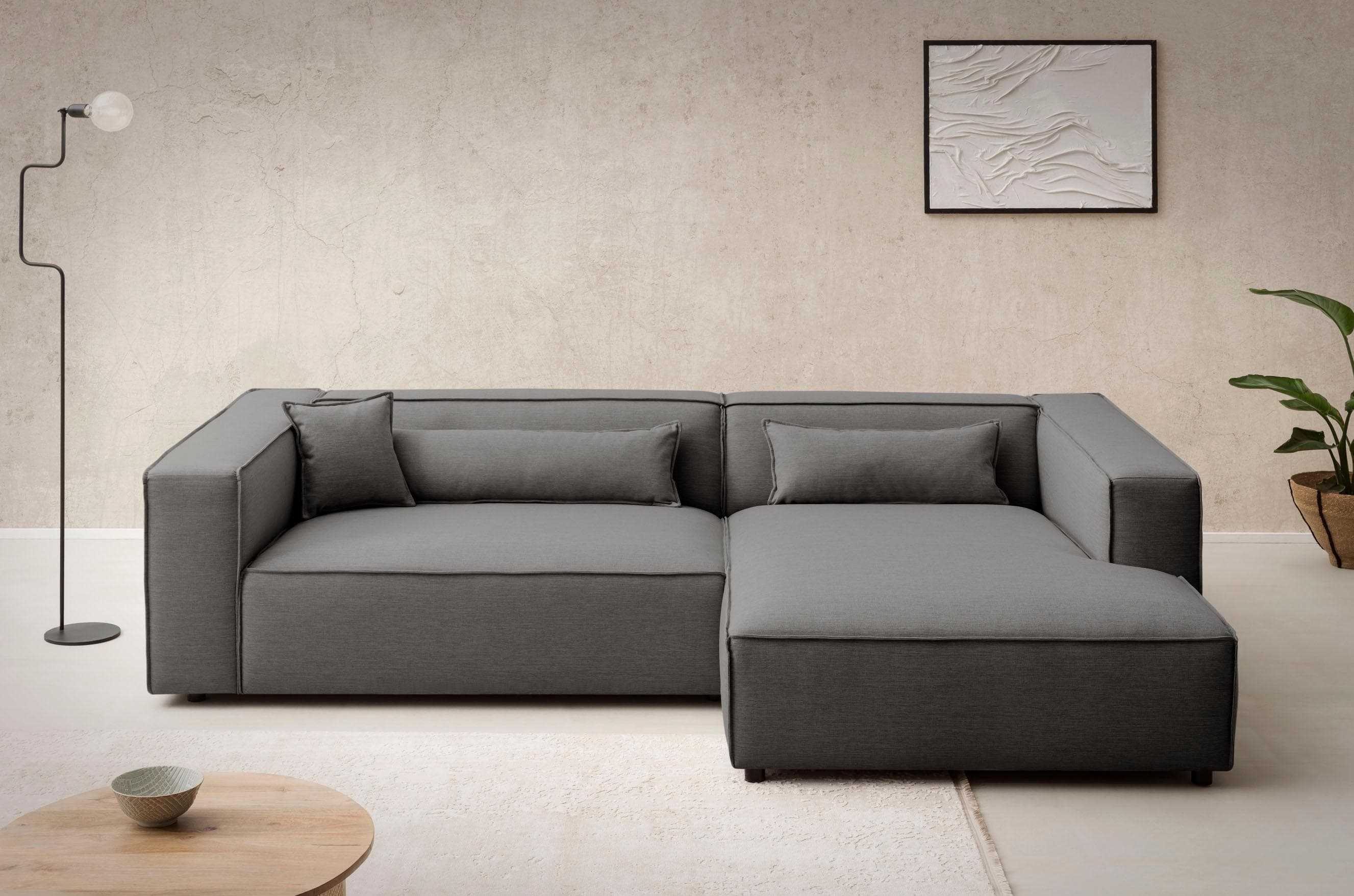 XXL Ecksofa mit Extra Tiefer Sitzfläche & Kissen