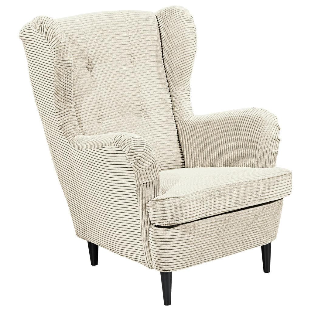 Carryhome Ohrensessel Creme Textil Buche Massiv