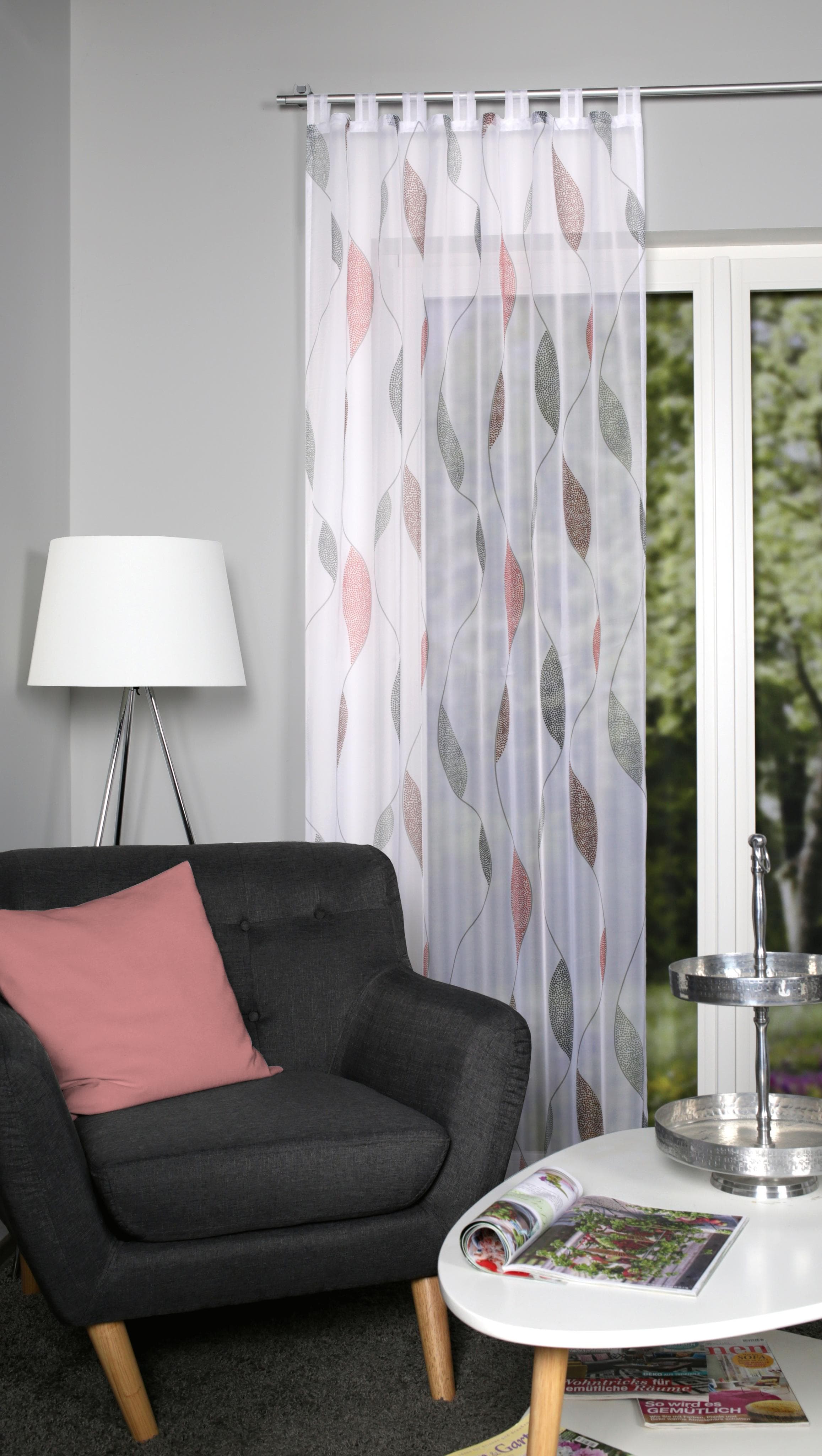 HOME WOHNIDEEN Paolo Schlaufenschal Rot - Transparenter Polyester Vorhang