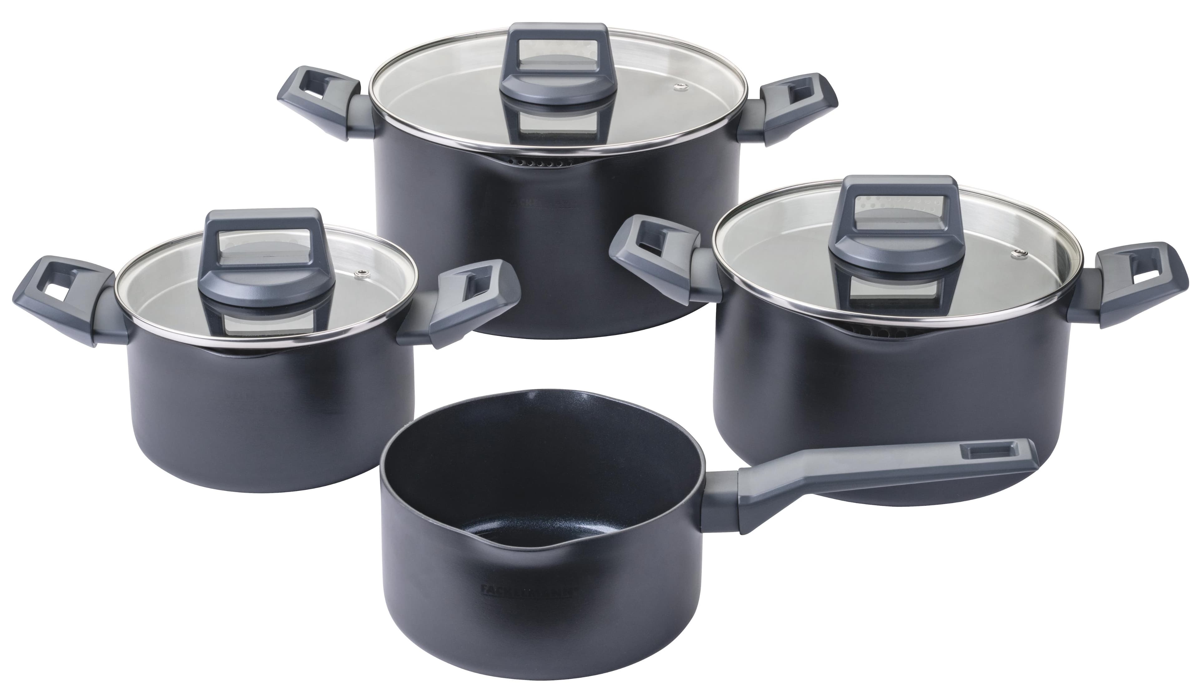 Fackelmann Topf-Set Statement Schwarz/Grau Edelstahl