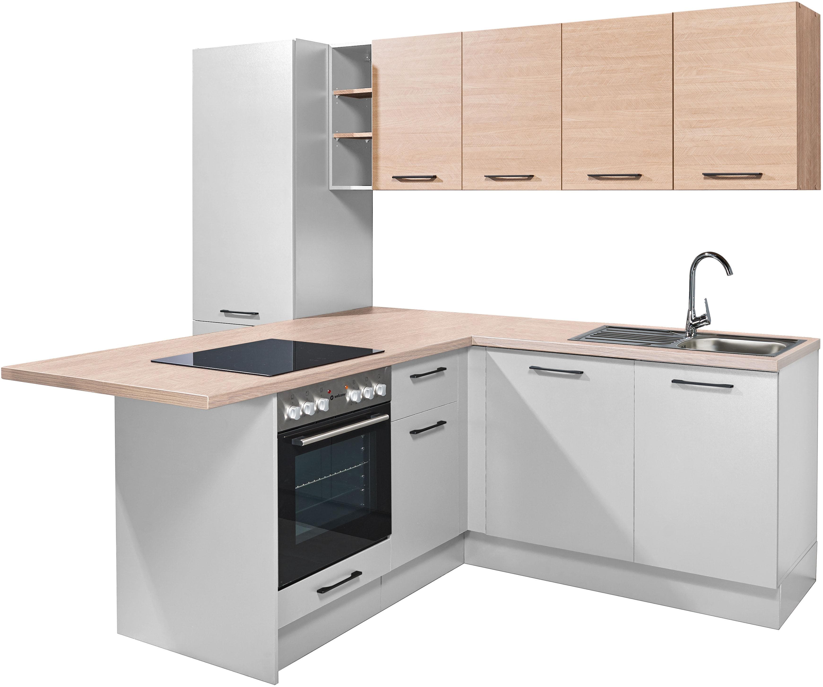 Küchenzeile BASIC BY BALCULINA Girona 265 cm Weiß Beige