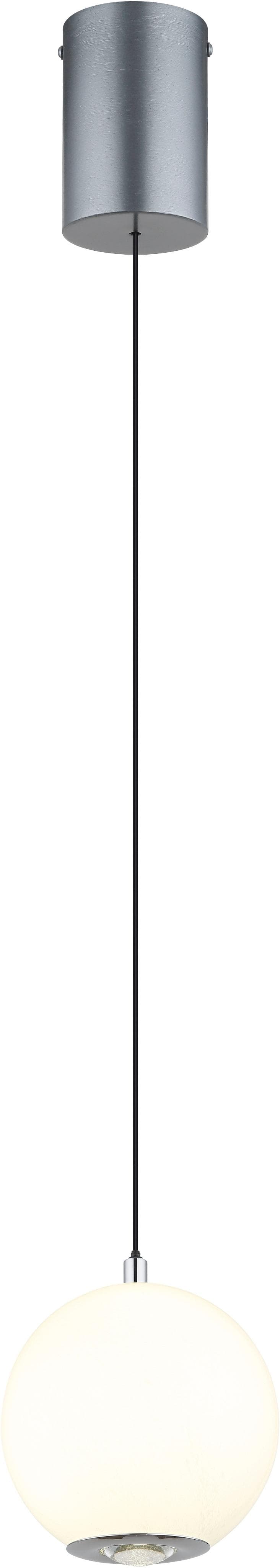 Hängeleuchte SIMMONS Metall Glaskugel opal 180 cm