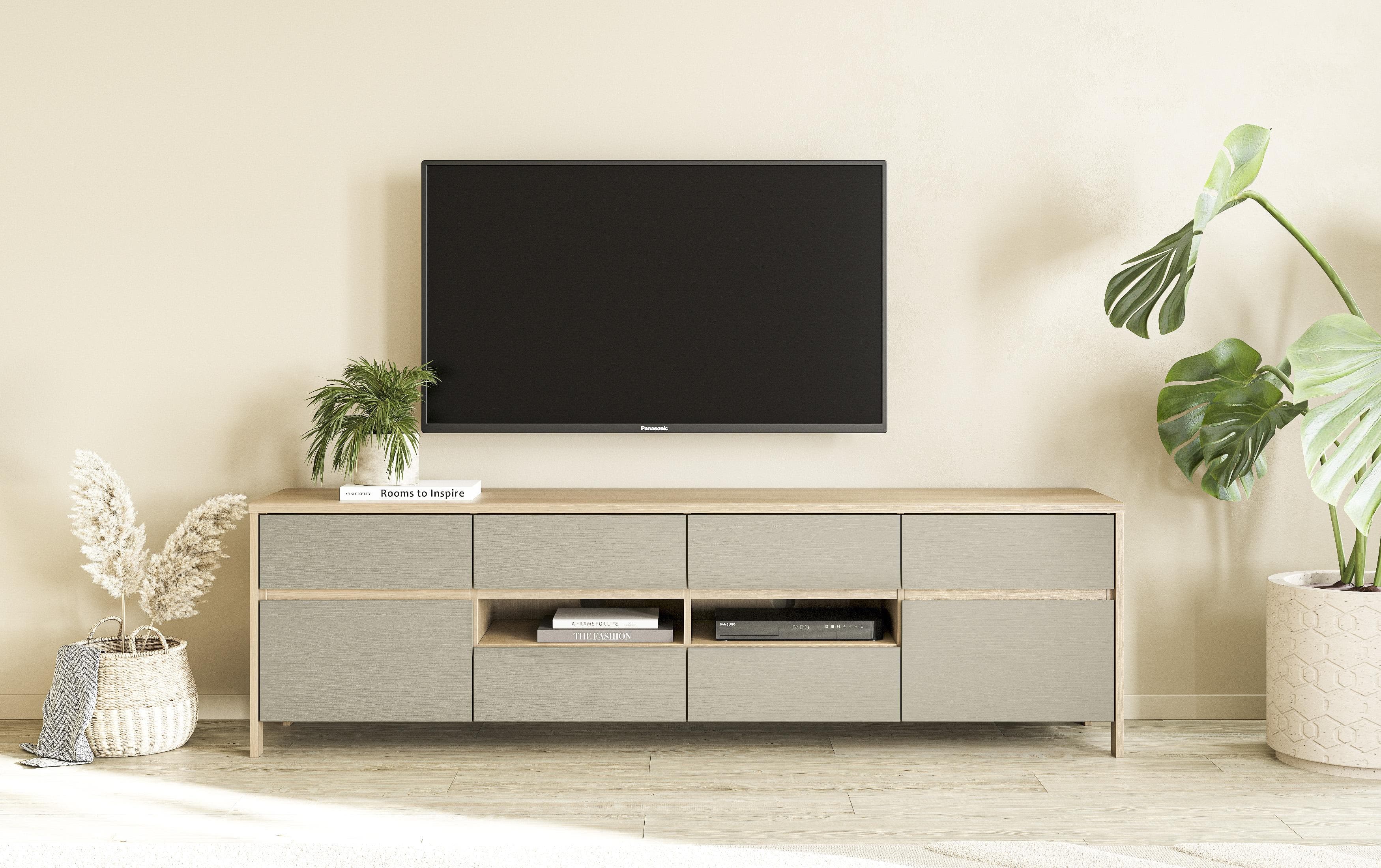 HOME AFFAIRE TV-Schrank Stranda Moderner Lowboard Eukalyptus Eiche