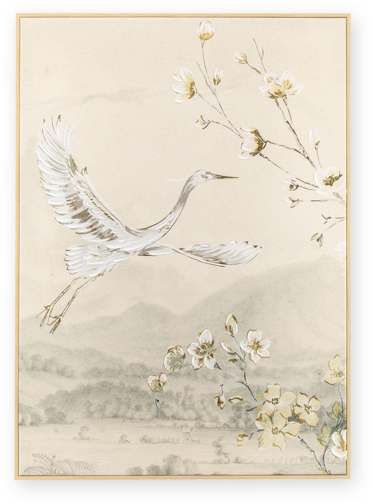 Art for the Home Leinwandbild Kran Handgemalt Gold Metallic 50x70cm