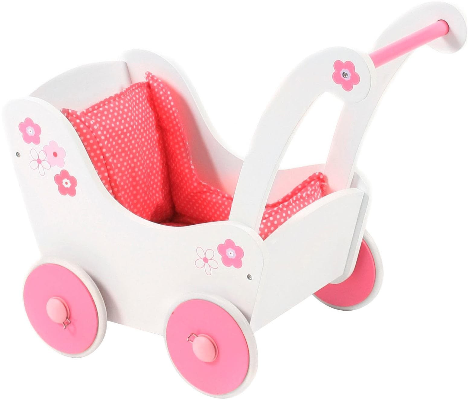 CHIC2000 Puppenwagen aus Holz Rosa mit Stoffbezug