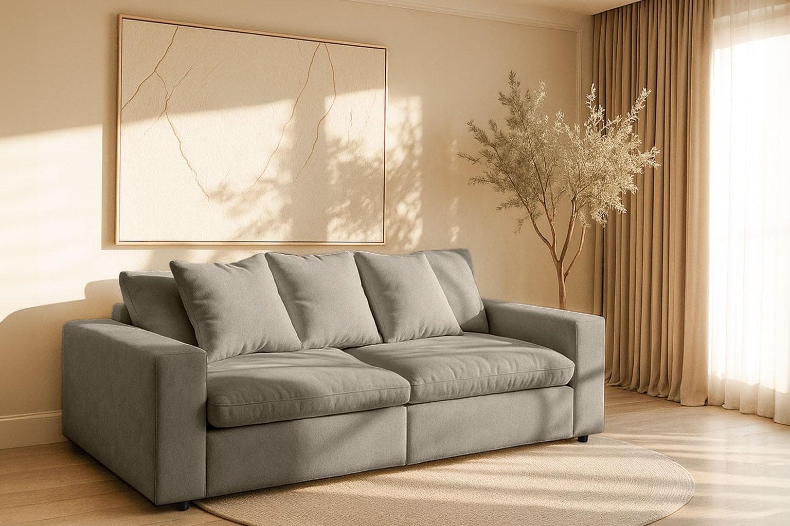 HOME AFFAIRE Venslev 3-Sitzer Sofa Beige mit losen Kissen