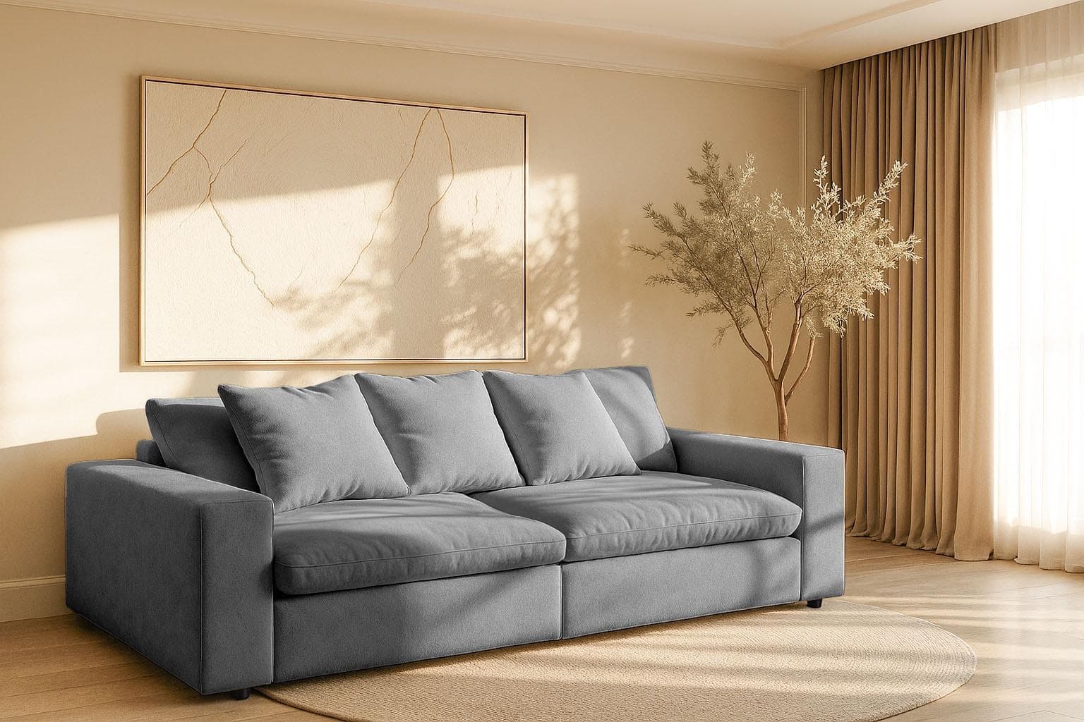 HOME AFFAIRE Venslev Big-Sofa Grau mit extra tiefer Sitzfläche