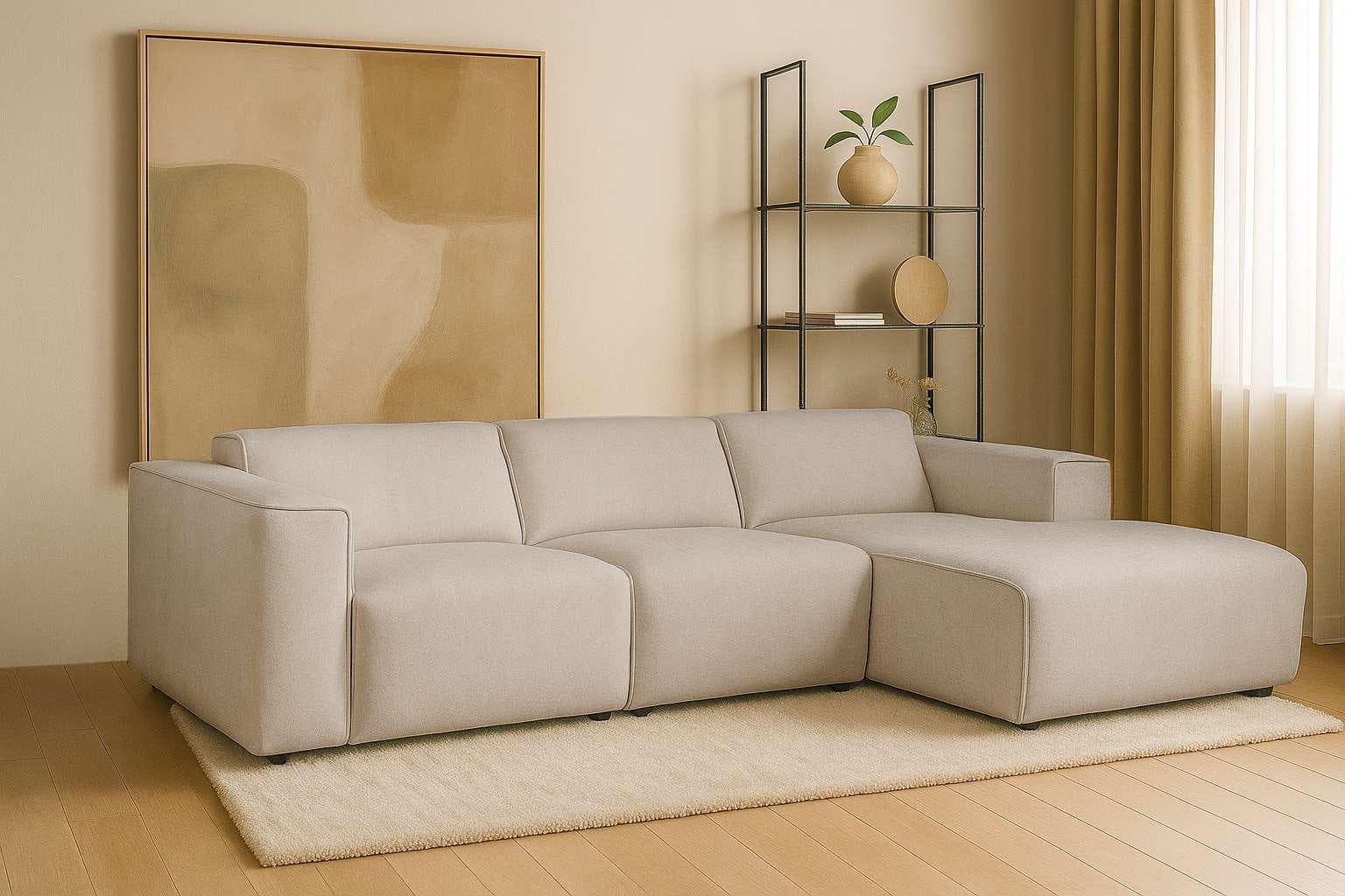 HOME AFFAIRE Ecksofa Noord L-Form Beige mit Recamiere