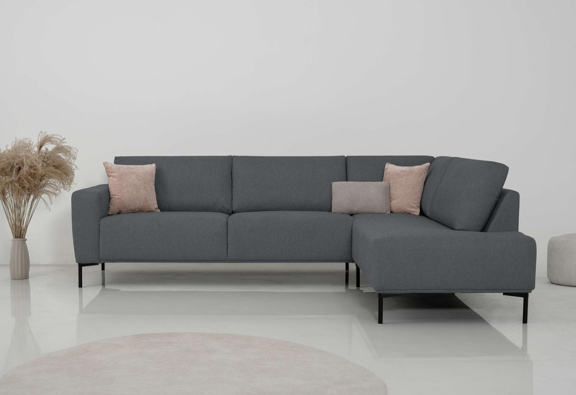 OTTO HOME Ecksofa Melby Grau Anthrazit mit Ottomane