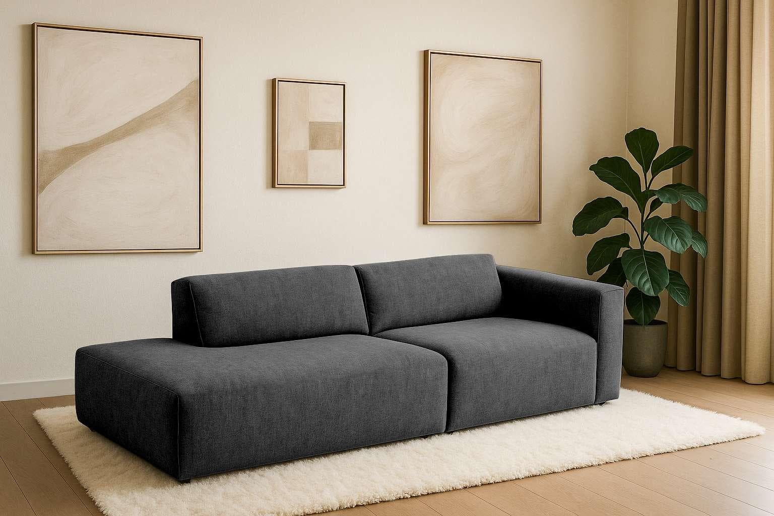 HOME AFFAIRE 2-Sitzer Sofa Noord Anthrazit mit Ottomane