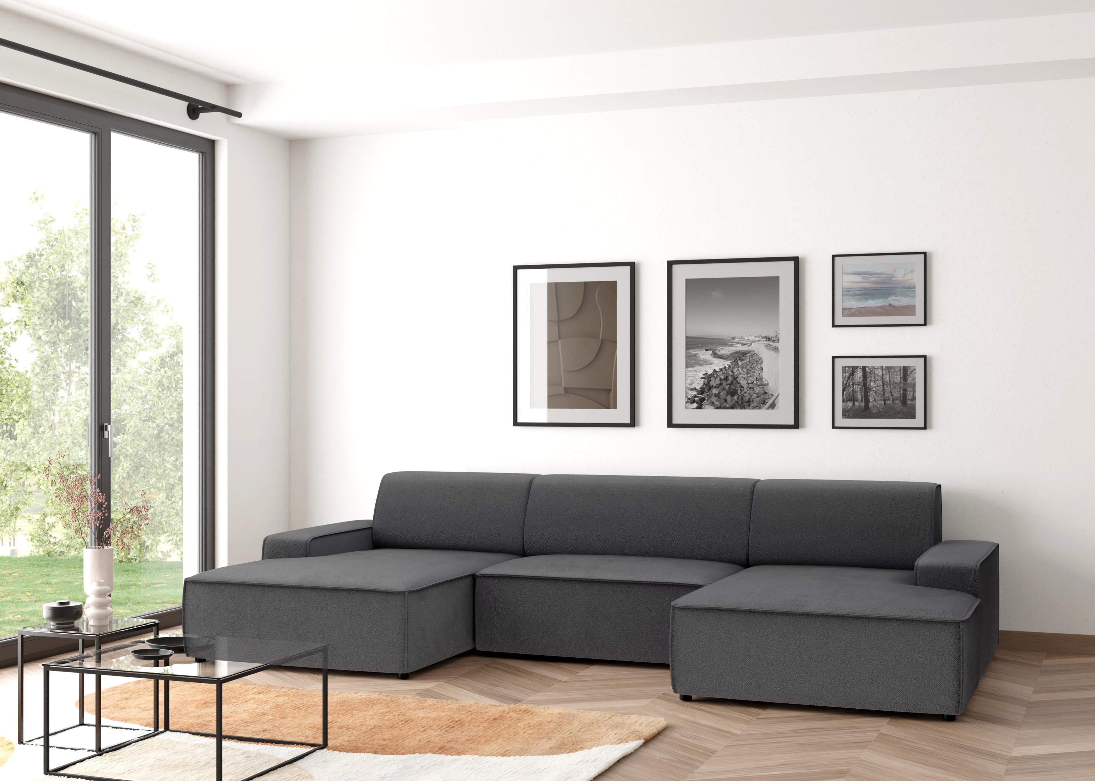 Moderne Wohnlandschaft in grau und anthrazit