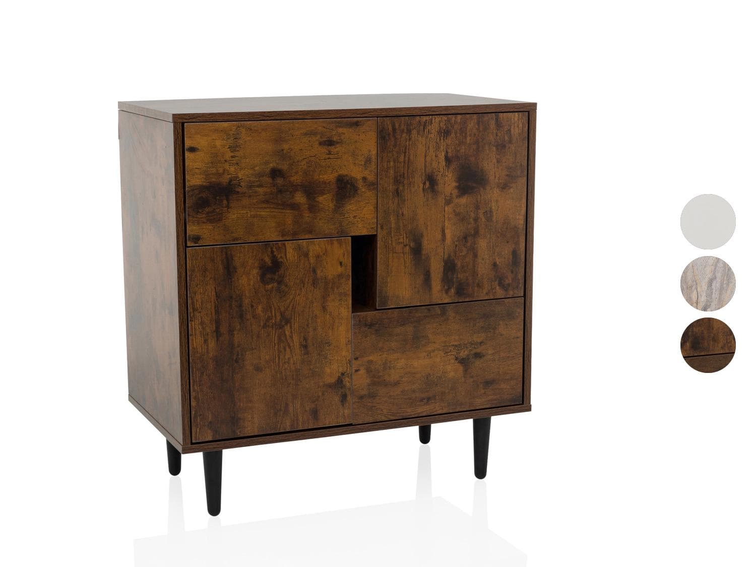 hjh LIVING Sideboard Kommode LYKKJA Räuchereiche Weiß/Marmor