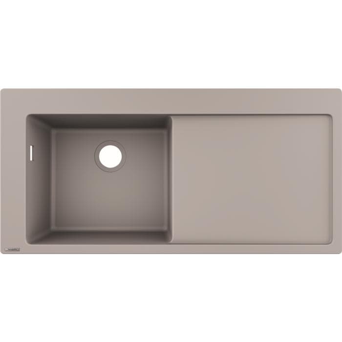 Hansgrohe Einbauspüle 43330380 1050 x 510 mm, 1 Hauptbecken links, Abtropffläche, betongrau