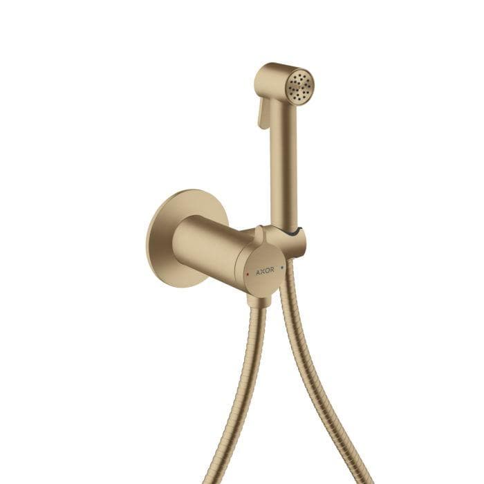 hansgrohe AXOR Bidette Showers Bidette Duschkopf 29242140 1 Strahlart rund für Mischwasser mit Duschkopfhalterung und Duschschlauch 1,25 m, Brushed Bronze