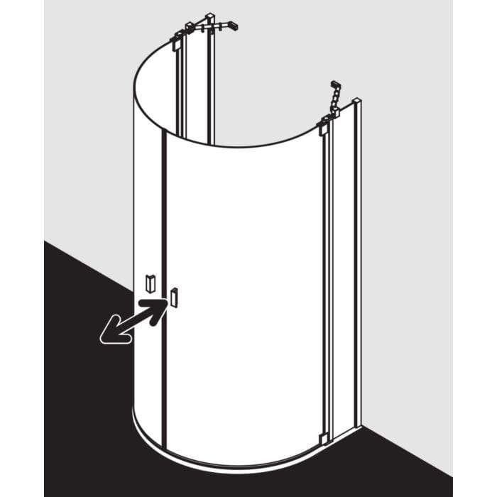 Kermi Raya Halbkreis-Duschkabine Pendeltür mit Festfeldern 107,6/85,5-88,5 x 200 cm Silber Hochglanz