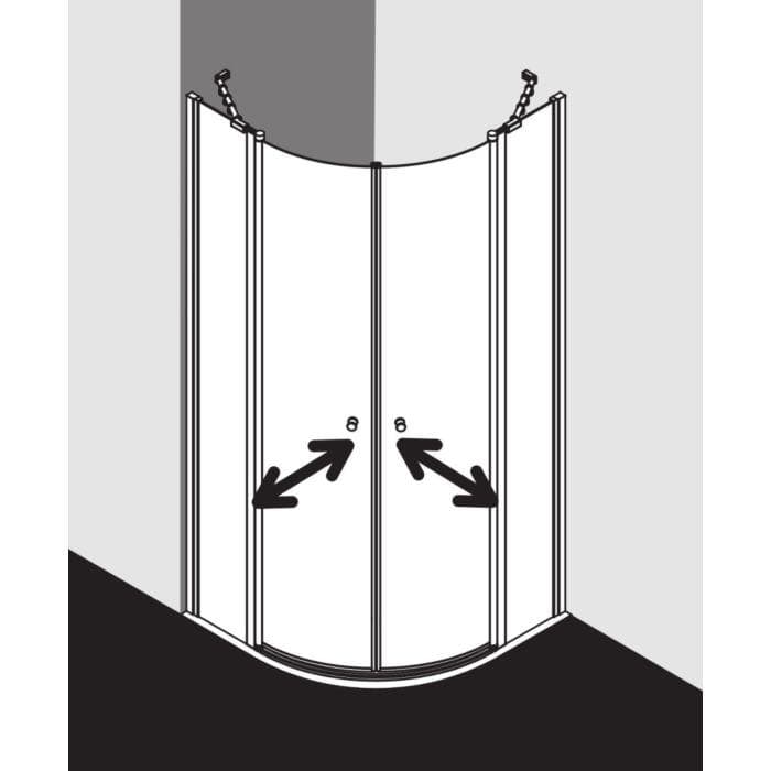 Duschkabine Viertelkreis Silber Matt 90x185x90 cm