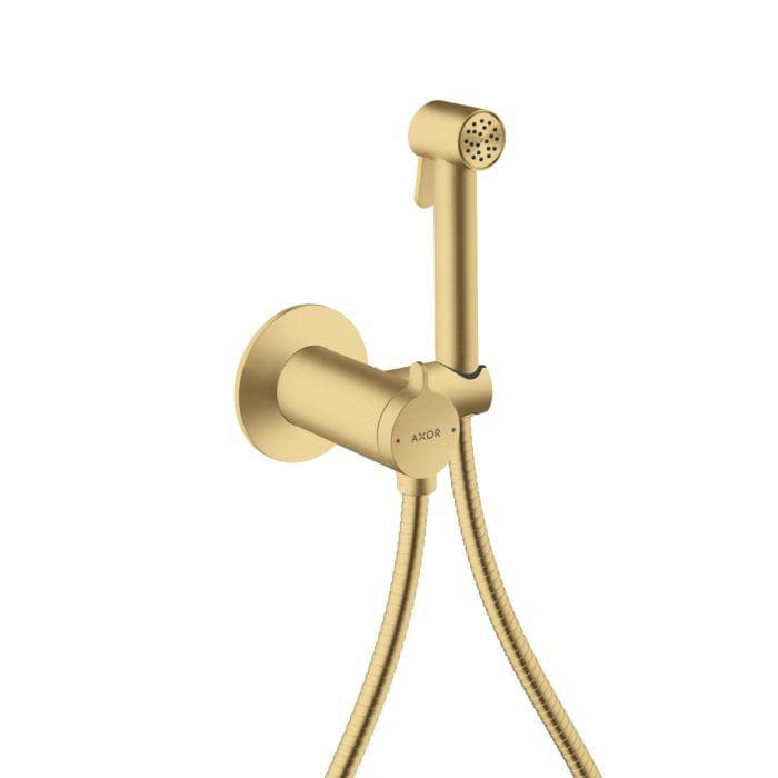 hansgrohe AXOR Bidette Showers Bidette Duschkopf 29242250 1 Strahlart rund für Mischwasser mit Duschkopfhalterung und Duschschlauch 1,25 m, Brushed Gold Optic