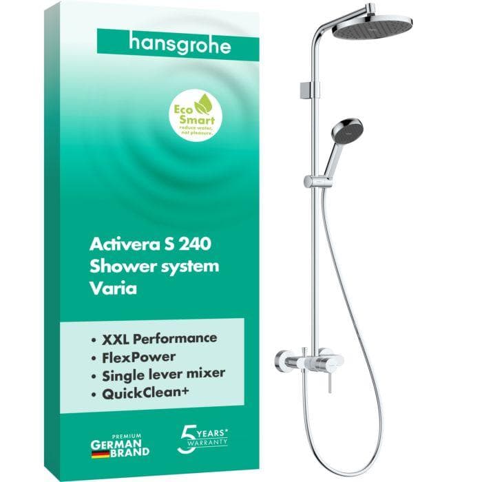 Hansgrohe Activera S Duschsystem 240 1 Strahlart wassersparend mit Einhebelmischer Varia chrom