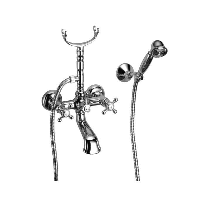 Wannenarmatur aus Metall und Keramik in Chrom