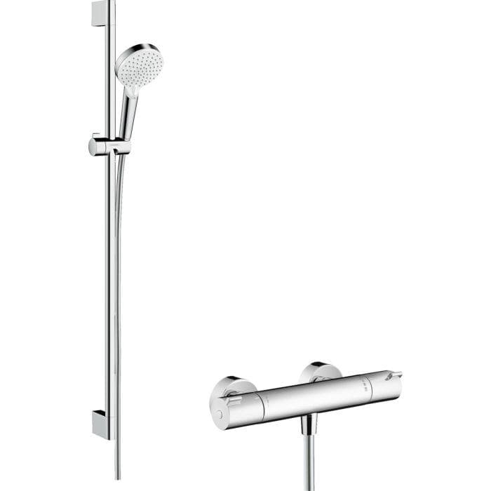 Hansgrohe Duscharmatur Ecostat Thermostat Handbrause mit EcoStop
